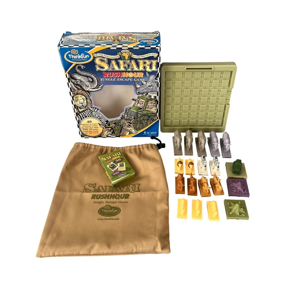 ThinkFun Safari Rush Hour Jungle Escape Game Logic Puzzle 50 Challenges Complete